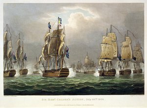 Action de Sir Robert Calder, 22 juillet 1805, gravée par Thomas Sutherland pour 